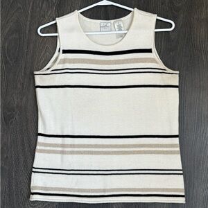 Liz Claiborne Striped Tank Top - Cream, Black, Tan